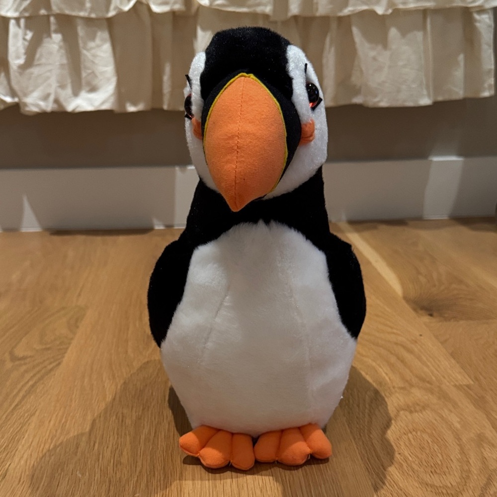 Plush Puffin Toy - Black, White, and Orange